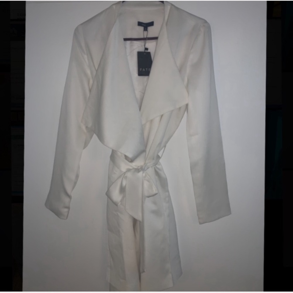 FATE white wrap coat